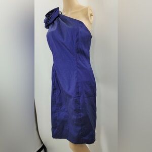 SL Fashions One Shoulder Navy Dress